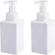 Foaming Soap Dispenser, 450ml (15oz) Refillable Pump Bottle for Liquid Soap, Shampoo, Body Wash (White, 2 Pcs)