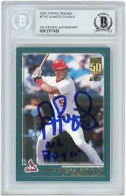 Albert Pujols Cardinals Signed 2001 Topps Traded BAS 10 Card w/"Roy 01"Insc