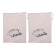 2x Eco Basics 45cm Bread Bag Storage Breathable Fabric Washable Pouch w/ Closure