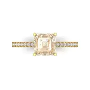 1.66 Cushion Real Morganite Promise Bridal Wedding Classic Ring 14k Yellow Gold
