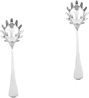 LABRIMP 2pcs Ergonomic Pasta Server Fork Strainer Spoon Stainless Steel Ladle for Noodles Eggs Dumplings Ice Cubes Kitchen Utensil Set