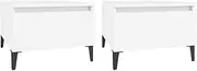 Side Table Set of 2, Farmhouse End Tables for Living Room, Night Stands Accent Tables for Small Spaces with 1 Drawer, Easy Assembly, White 50x46x35 cm Engineered Wood