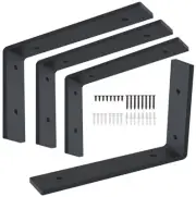 12 Inch Shelf Bracket Heavy Duty L 12X8 Inch Metal with Hardware Black 4 Pack