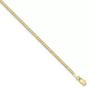 9" 14K Yellow Gold 2.2mm Beveled Curb Chain Anklet