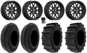 Valor V03 15x7/15x10 Wheels Black 32" Sand Tires Kawasaki Mule Pro FXT