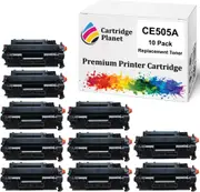 10 Pack Compatible Toner Cartridge Replacement for HP CE505A 05A (2,300 Pages) for HP Laserjet P2035 P2035n P2055 P2055d P2055dn P2055x