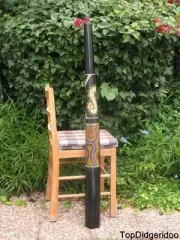 47"120cm Aboriginal DIDGERIDOO Black Teak Dot-Painted +Bag +Beeswax +FREE Ship