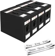 4 Pack Bed Sheet Organiser Box Foldable Linen Wardrobe Organizers and Storage (King & Queen Size) Folding Bedding Storage Box with Two Window Bedding Set Pillow Cube Organizer (Black)