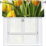 LHBWCVN Flower Valances for Windows, Rod Pocket Window Treatment Drapes Farmhouse Kitchen Curtains Short Blackout Window Curtains for Living Room Bedroom Decor 54x18 Inch