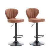 SERENITà Bar Stools Kitchen Bar Stool Leather Barstools Swivel Gas Lift Counter Chairs BS8405 Brown