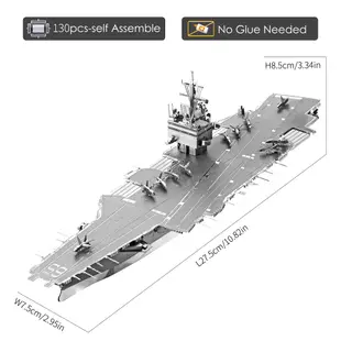 Piececool 3D立體金屬拼圖 企業號核動力航空母艦CVN-65 DIY 戰艦模型積木