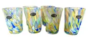 Set 6 Murano Glasses Thumbprint Tumbler Multicolor Millefiori Confetti New Tags