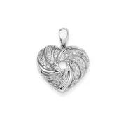 14K White Gold u0026 Real Diamond Heart Pendant