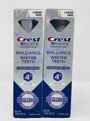 2 Crest 3D White Brilliance Whiter Teeth Hydrogen Peroxide Ultra White New