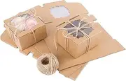 YunKo 50 Pack 4x4x2.5 Inch Bakery Boxes with Window - Dessert, Cake, Muffin & Donut Boxes (Brown)