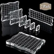 7 Pieces Stamp Blocks Acrylic Clear Stamping Blocks Tools with Grid and Grip, Decorative Stamp Blocks for Scrapbooking Crafts Making, DIY Crafts Ornaments