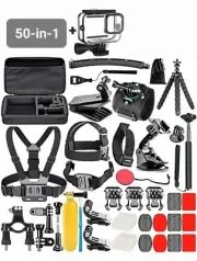 50 in 1 Accessory Kit For GoPro 12, 11 10 9 DURABLE ! Kit Bundle Bike Chest
