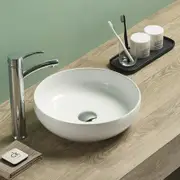 370*370*110mm Poseidon PA37378 Gloss White/Matt White/Matt Black Ceramic Round Above Counter Basin