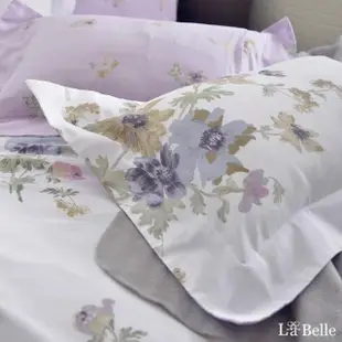 【La Belle】精梳棉四件式兩用被床包組紫漾花開(加大)