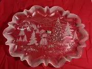 Vtg Germany Our Christmas Tree Oval Platter 17 1/4" Frosted Home Beautiful