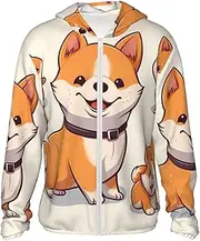 [LHBWCVN] UPF 50+ Light Jacket Full Zip Sun Protection Hoodie for Women Men Long Sleeve Cute Shiba Inu Dog Sun Shirts