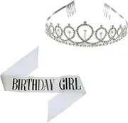 [DRESSOOS] Luxury Birthday Sash Tiara Set Sash for Baby Girl's Comfortable Shoulder Sash