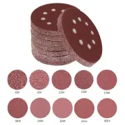 Sandpaper 100 Pieces 5 Inch with 8 Holes Dustless Hook-And-Loop Circular Sand...