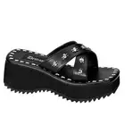 Pleaser Demonia Skull Print & Studs Platform Mules Sandals Adult Women Flip/05