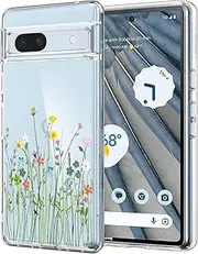 [Unov] Compatible with Pixel 7a Case Clear with Design Soft TPU Shock Absorption Slim Embossed Pattern Protective Back Cover for Pixel 7a 5G 6.1inch (Flower Bouquet)