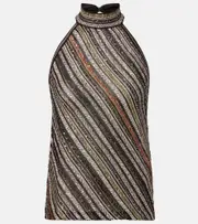 [Missoni] Missoni Striped sequined halterneck top UK 16 multicoloured