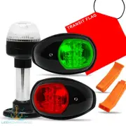 12V BLACK BOAT PORT & STARBOARD LED NAVIGATION LIGHTS + WHISTLES + 1 FLAG KIT