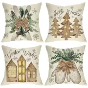 Hello Winter Wishes Decorative Throw Pillow 18" x 18" (Pack of 4) White Winter