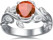[Shusukue] Heart/Oval/Round/Square Crystal Ring 925 Sterling Silver Minimalist Solitaire Birthstone Ring Personalized 1-12 Months Birthstone Engraved Ring Natural Moss Agate Ring Birthday Promise