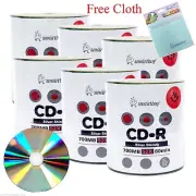 600 Pack Smartbuy CD-R 52X 700MB Shiny Silver Blank Disc+ FREE Micro Fiber Cloth