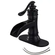 Oil Rubbed Bronze Waterfall Bathroom Sink Faucet with Single Handle