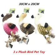 3 x Plush Bird Pet Toys Dog Chew Soft Non Toxic Doll Puppy Cat Training Teeth