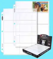 100 BCW PRO 8-POCKET CARD PAGES Vintage Bowman Sport Sheet Ultra Clear Protector