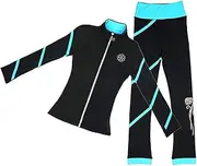 [LIUHUO] Figure Skating Spiral Jacket Pants Fleece Pants for Girls Yellow Pants for Women