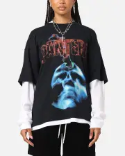 [PANTERA] Pantera Pantera Layered Long Sleeve T-shirt Black Wash - Size L L Black Wash