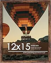 Fisnish 12x15 Picture Frame Brown, Classic Poster Frame for Horizontal or Vertical Wall Mounting, 1 Pack
