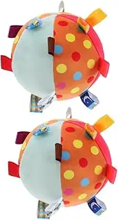 LIFKOME 2pcs and Hand Catching Ball Plush Tag Ball for Infants Plush Comforter Comforter Ball for Babies Ribbon Tag Sensory Cloth Orange