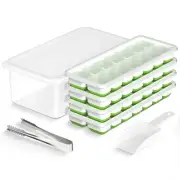 Ice Cube Tray with Lid and Bin, 4 Pack Silicone Ice Cube Trays, Easy Realease...