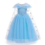 Kids Girls' Frozen Elsa Princess Costumes Dress Snowflake Flower Tulle Dress Birthday Party Sequins Patchwork Full Length Blue Maxi Short Sleeve Elegant Cospla