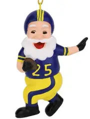 Tree Buddees Touchdown Santa Christmas Sports Football Ornament (Blue & Yellow)