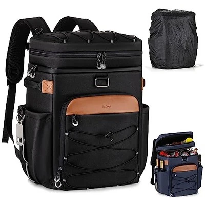Cooler Backpack with Insulated Waterproof Cover(Extra), 42 Cans Backpack Black