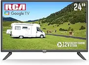 RCA 24-Inch HD Smart TV with Google TV, 12V LED Display, Built-in Bluetooth 5.0 & Chromecast, Voice Control & Screen Mirroring, HDMI & USB Ports, Ideal for RVs, Campers, Motorhomes & Caravans