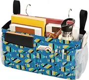 Bedside Organizer Caddy Hanging Pocket Bag for Bunk Dorm Rooms and Hospital Bed Rails Goldfish Cartoon Blue
