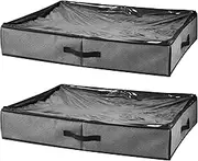 2Pcs Under Bed Shoe Storage Organizer for Closet, Fits Total 24 Pairs Foldable Underbed Shoes Containers Boxes, Under Bed Shoe Holder for Home Travels Camping