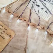 handmade purple waxed cord macrame necklace glass vial pendant plain fill #368