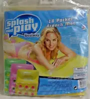 18 POCKET FRENCH MAT Inflatable Floating Pool Raft YELLOW Pink 72 x 27 Bestway